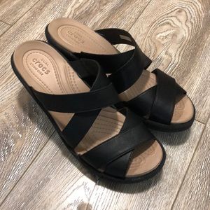 Women’s A-Leigh crisscross wedge croc sandal